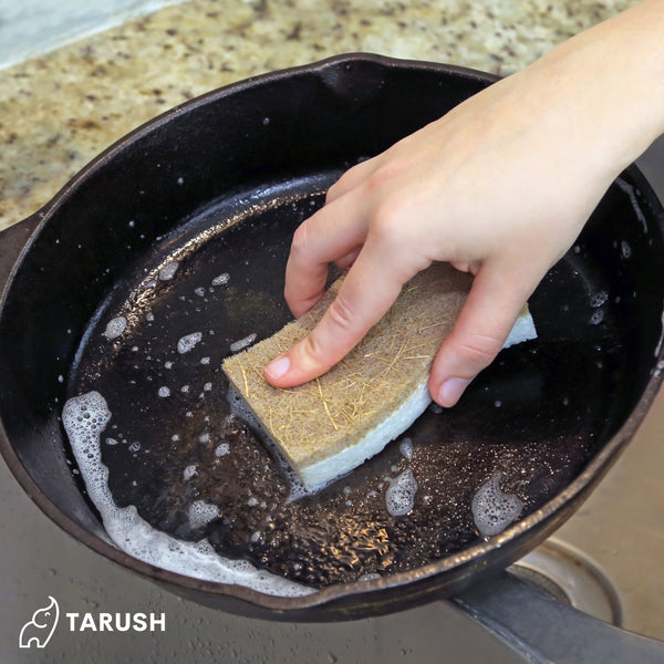 Tarush Natural Kitchen Sponges - 12 pack Biodegradable Dish Sponges for Non-Scratch Scrubbing - Tarush