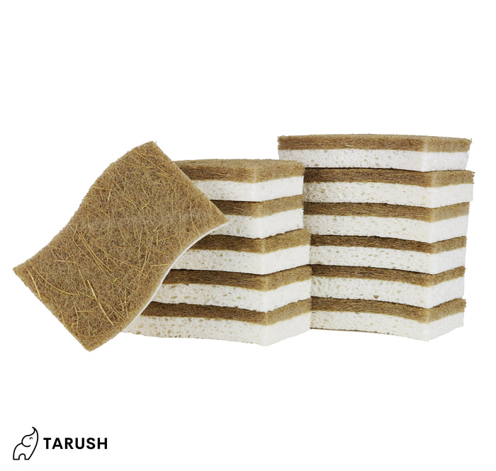 Tarush Natural Kitchen Sponges - 12 pack Biodegradable Dish Sponges for Non-Scratch Scrubbing - Tarush