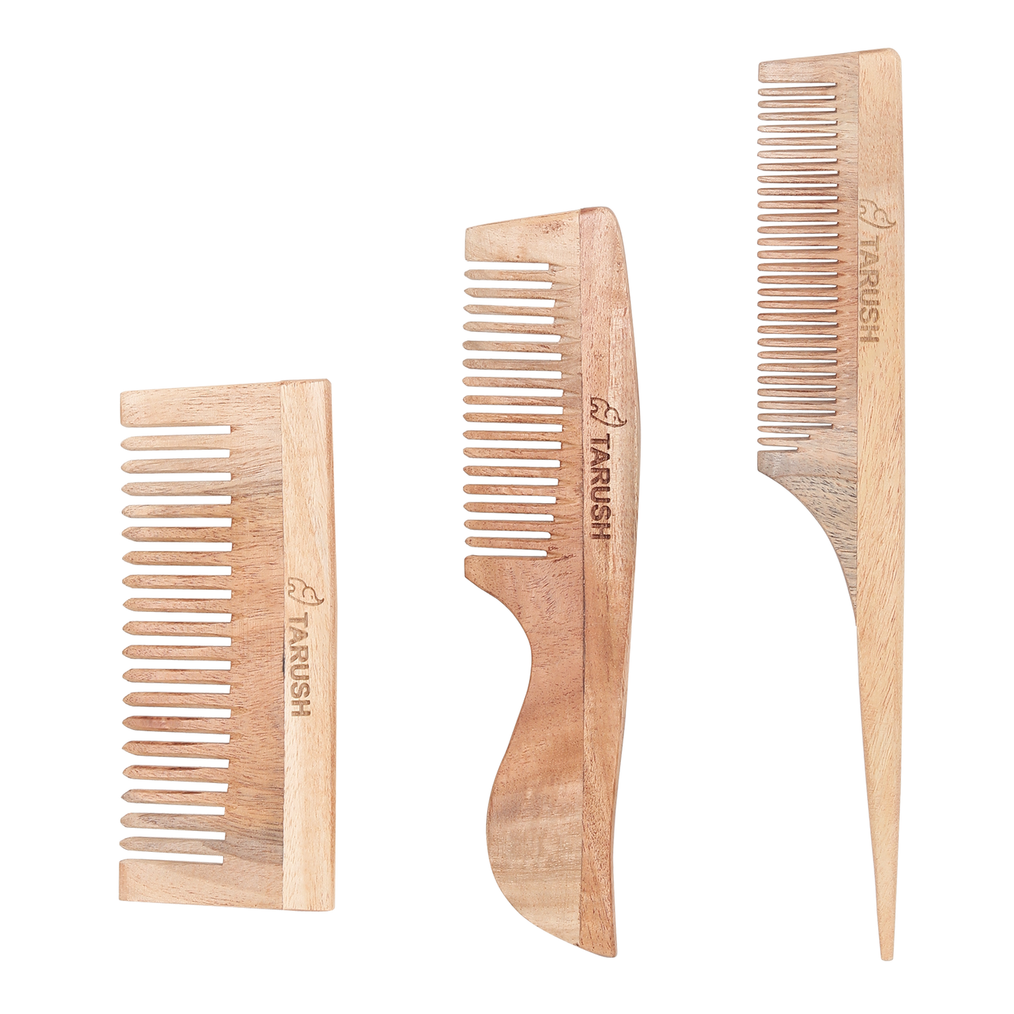 Neem Wood Hair Comb Pack of 3 – Natural Anti-Dandruff Wooden Combs for Hair Growth, Scalp Care & Frizz Control – Eco-Friendly